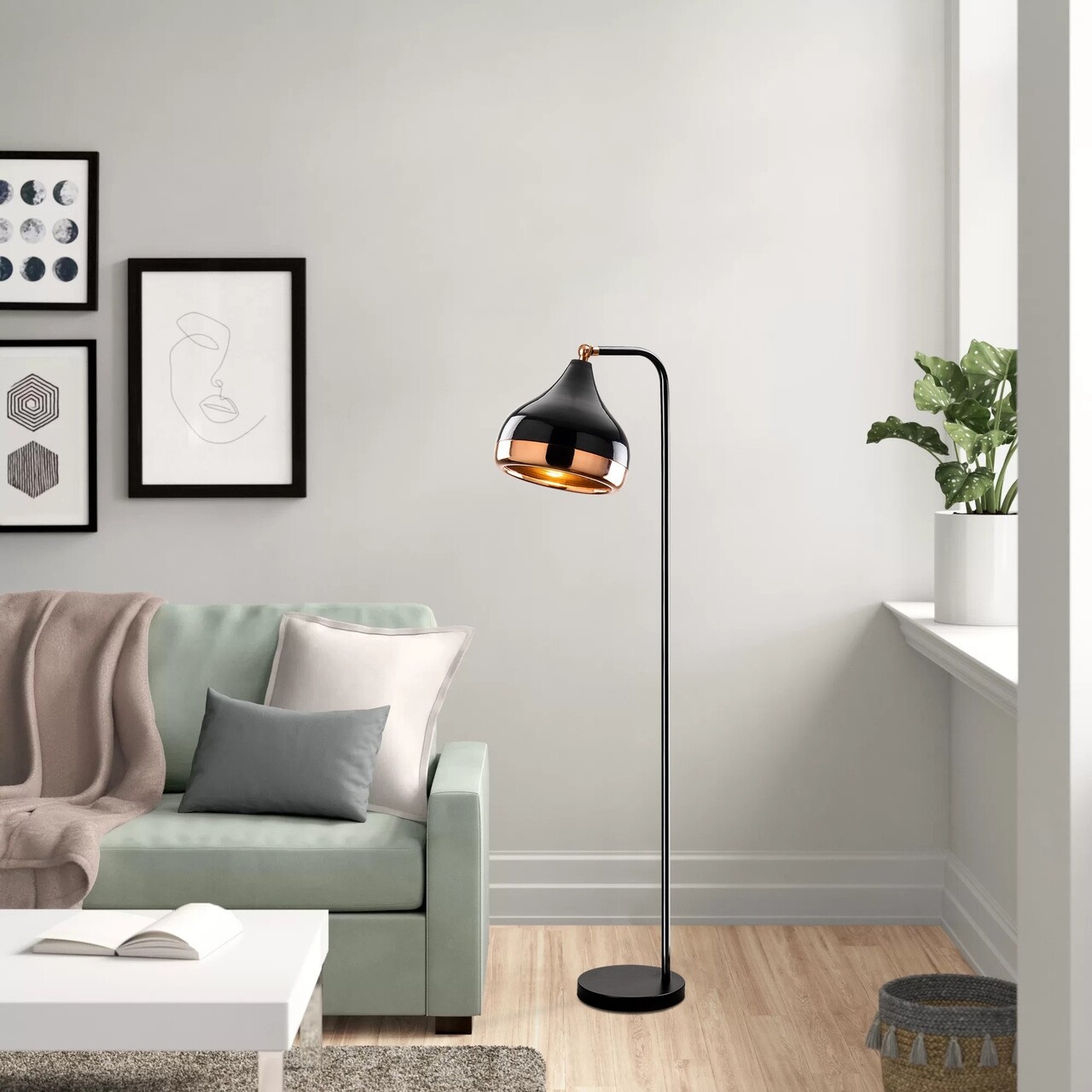 Lampadar, Yildo - 6906, Opviq, 30 x 17 x 120 cm, 1 x E27, 40W, negru/cupru - imagine 7